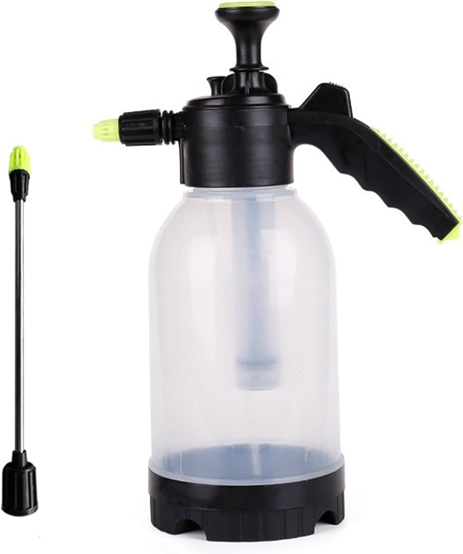 良品ラボ 噴霧器 蓄圧式 ノズル 手動 電源不要 直接噴霧 拡散噴霧 霧吹き 水やり(クリア,  クリアボトル・ロングノズル付2L)