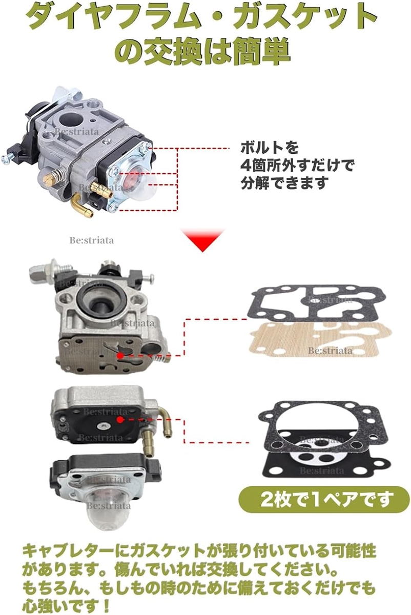 互換品】刈払機 キャブレター 草刈機 燃料ホース 修理 部品 パーツ