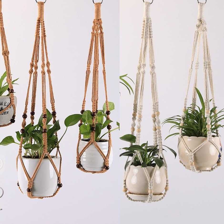 新品　ハンキングプランター　観葉植物　インテリア　木製　アイアン　吊るす　麻紐 プラントハンガー マクラメ ハンギング 吊り下げプランター 観葉植物