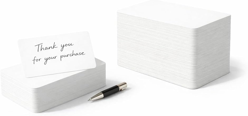 サンキューカード 無地 400枚 大容量 メッセージカード ショップカード 手書き (ホワイト（ビジネス用）,  89mmx52mm)