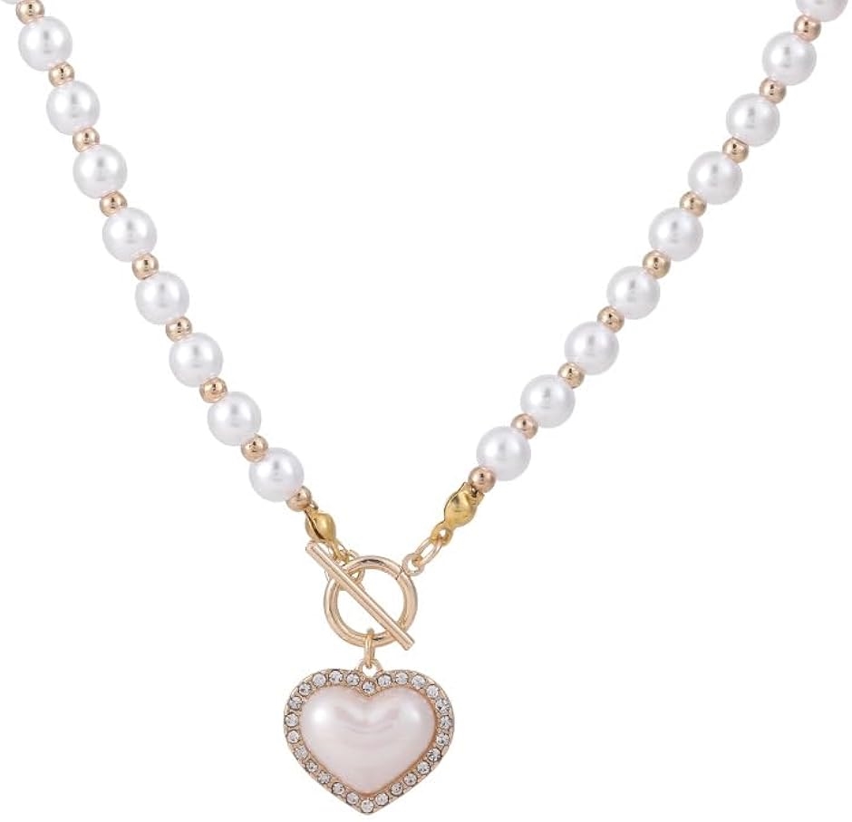 パール ネックレス レディース ハート ゴールド チェーン アクセサリー ジュエリー ペンダント チョーカー おしゃれ かわいい 結婚式