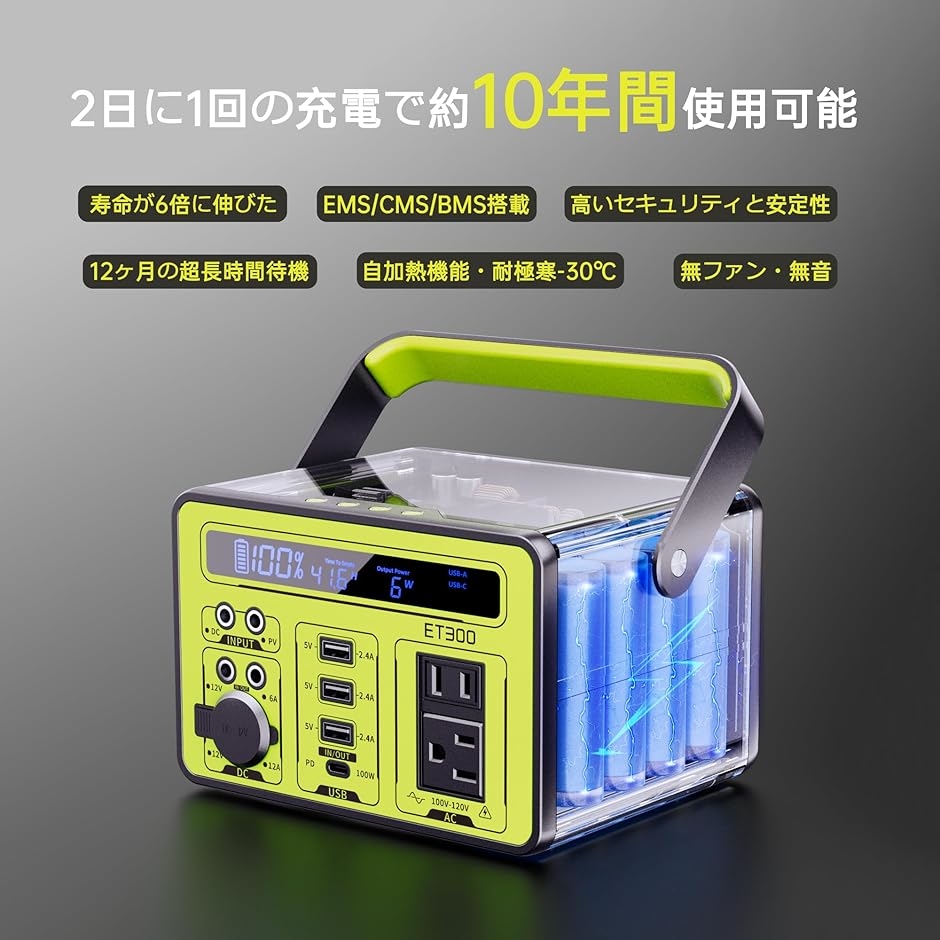 ポータブル電源 小型 大容量 ポータブルバッテリー 純正弦波 耐久金属