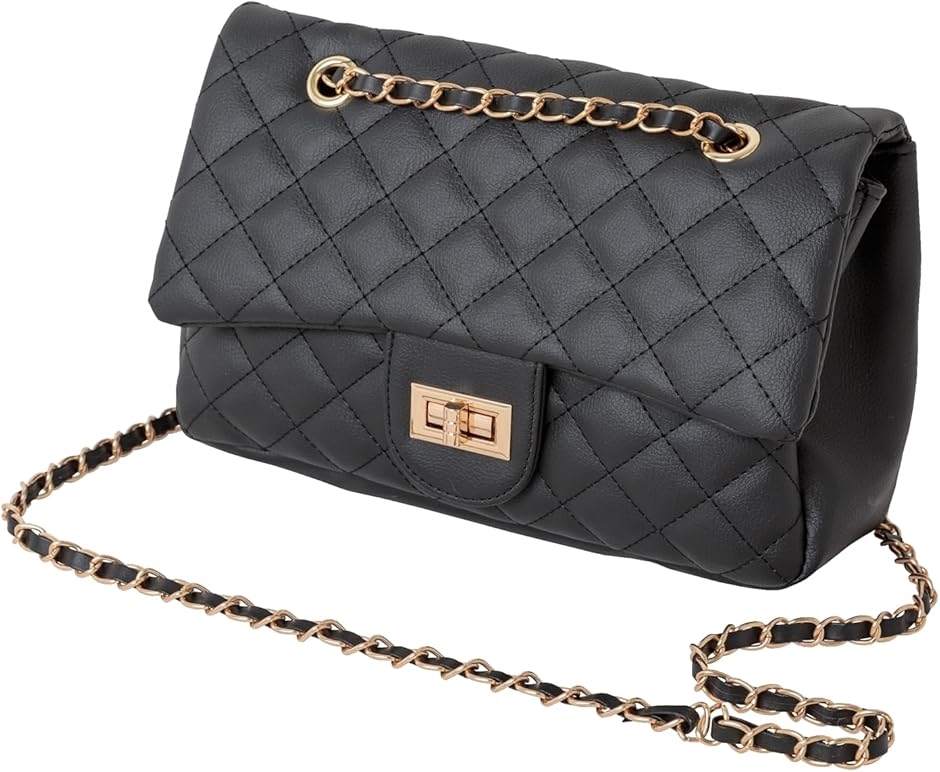 キルティングバッグ　ブラックチェーン　ショルダーバッグ 3color ／ A4収納可 】キルティングチェーンスクエアトートショルダー