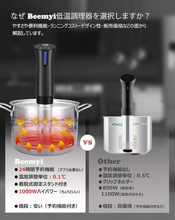 低温調理器 真空調理器 スロークッカーbeemyi 24時間 予約機能　ホワイト Amazon.co.jp: Beemyi 低温調理器 真空調理器 スロークッカー 24