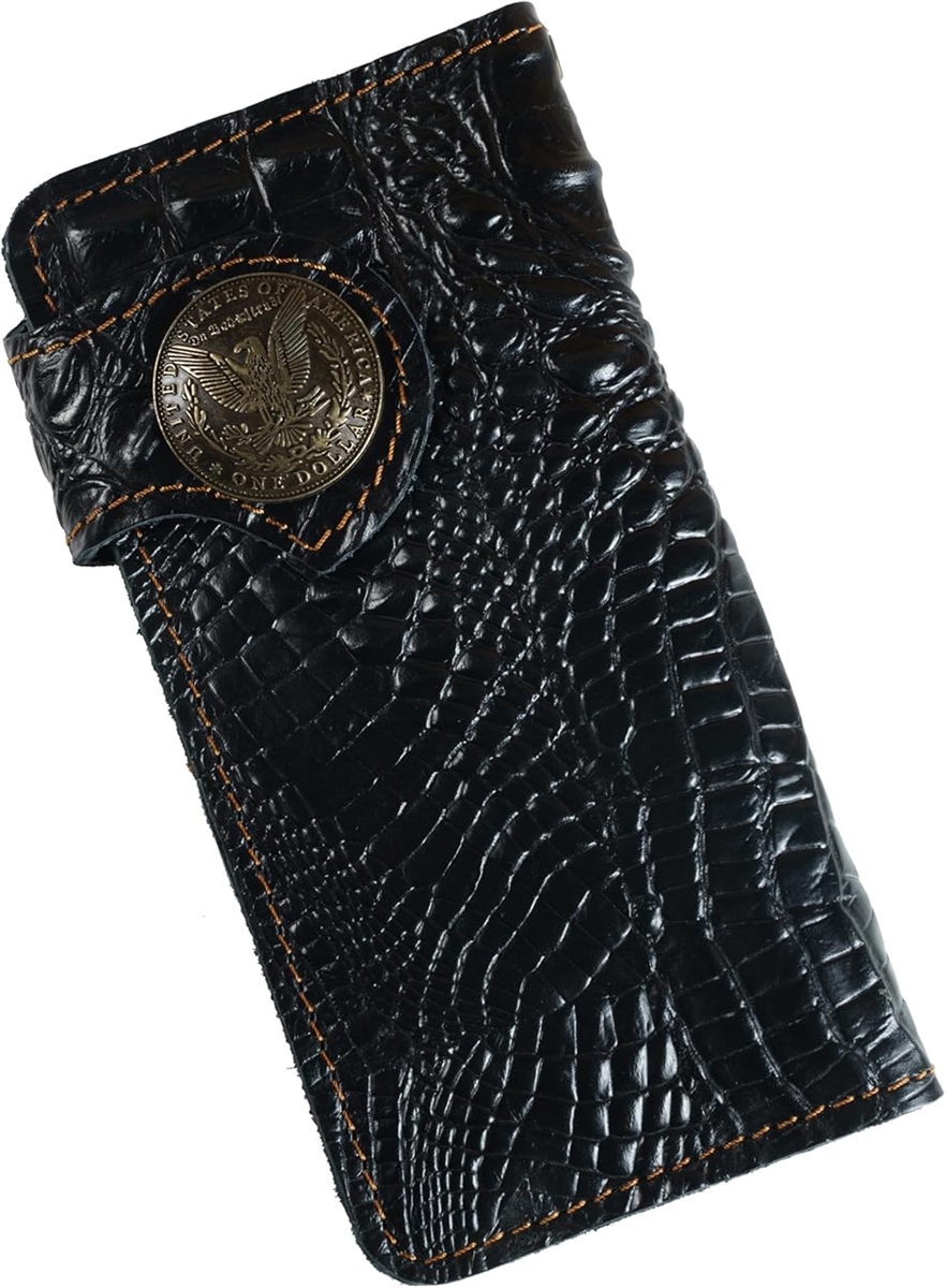 財布 メンズ バイカーズウォレット 長財布 クロコダイル 本革 牛革