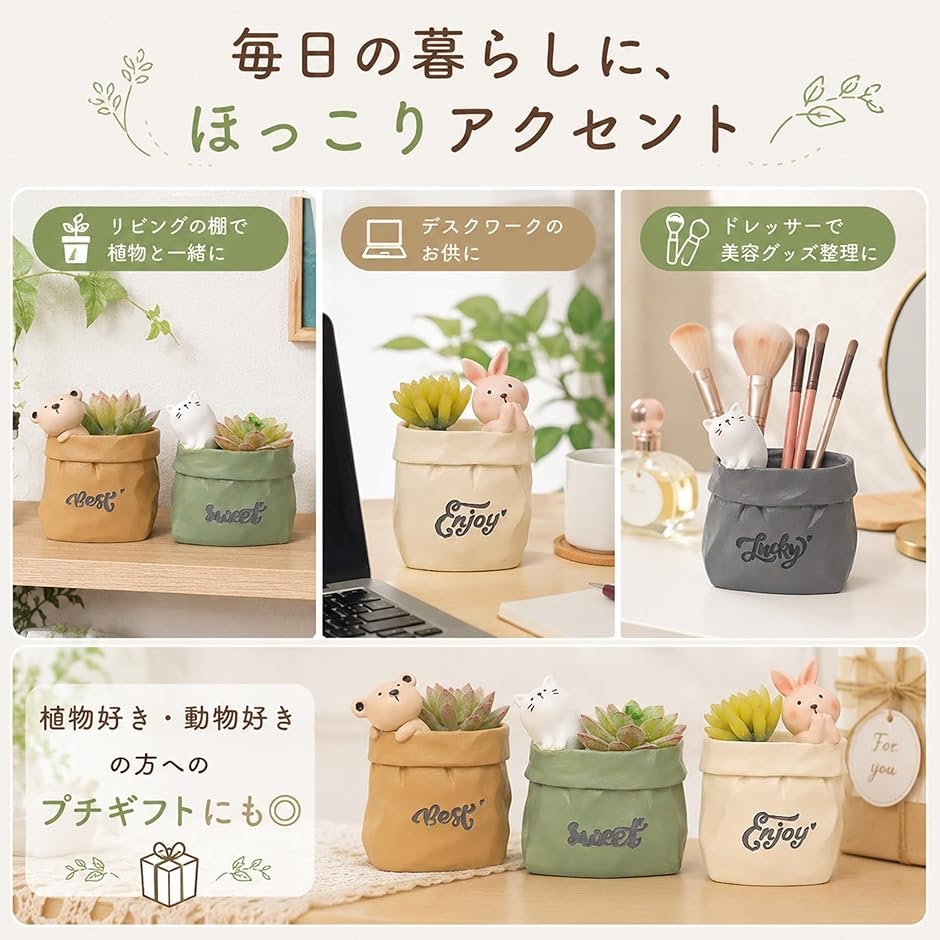 アニマル 多肉植物 ポット 鉢 寄せ植え ミニ サボテン 観葉植物