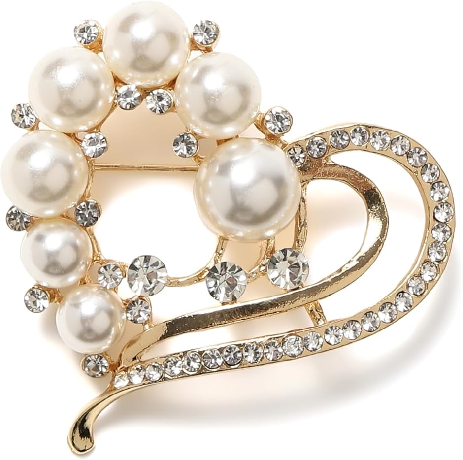 ティグロス ブローチ コサージュ パール 卒業式 入学式 セレモニー ゴールド フォーマル ジャケット スーツ ギフト(ラブリーハート)