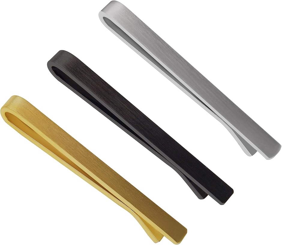 MareBiz マーレビズ タイピン メンズ 3本セット ネクタイピン おしゃれ(シルバー， ゴールド， ブラック,  5cm)