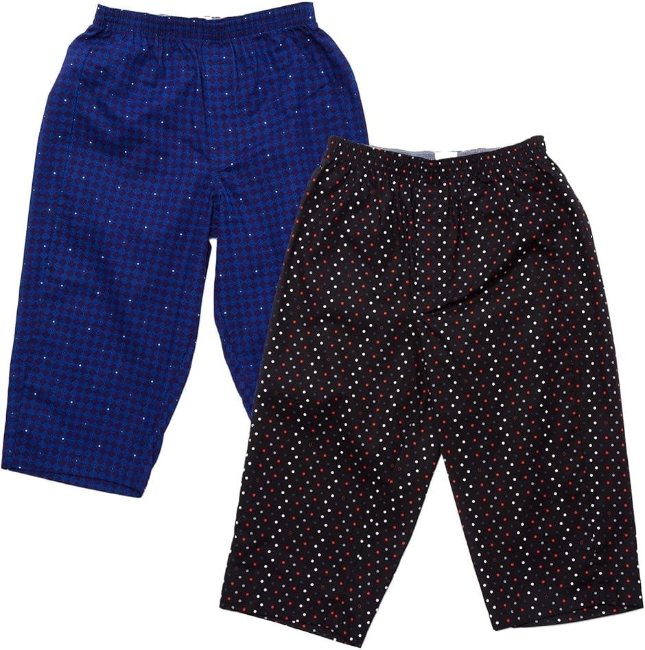 ステテコ セット メンズ カジュアル プリント チェック柄 7分丈 綿100％ 前あき 春 夏(プリント柄ランダム2枚セット,  3L)