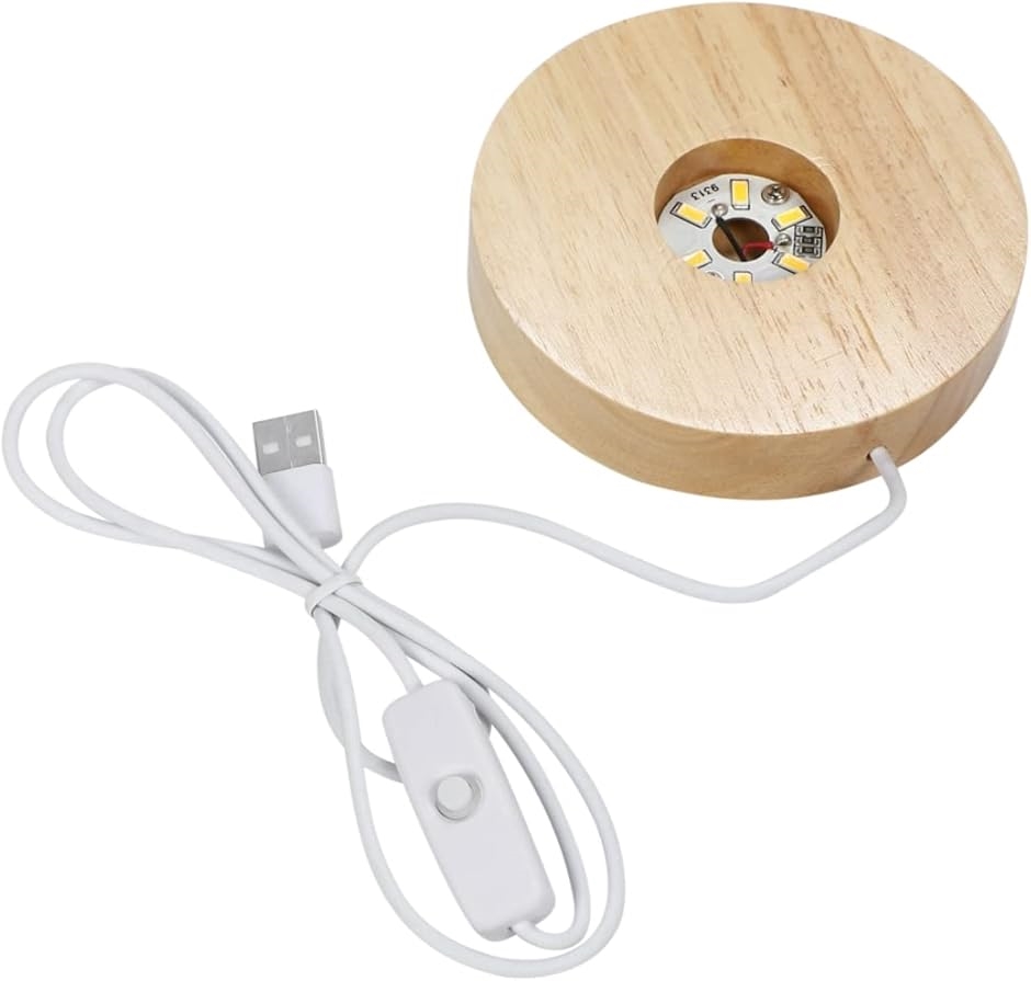 木製 ディスプレイ スタンド LED ライトベース 台座 USB(天然木