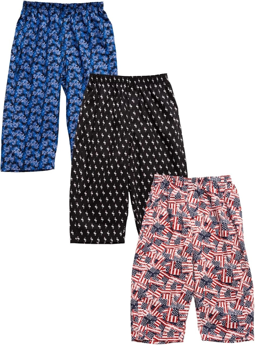 ステテコ セット メンズ カジュアル プリント チェック柄 7分丈 綿100％ 前あき 春(カジュアル柄 ランダム3枚セット,  L)