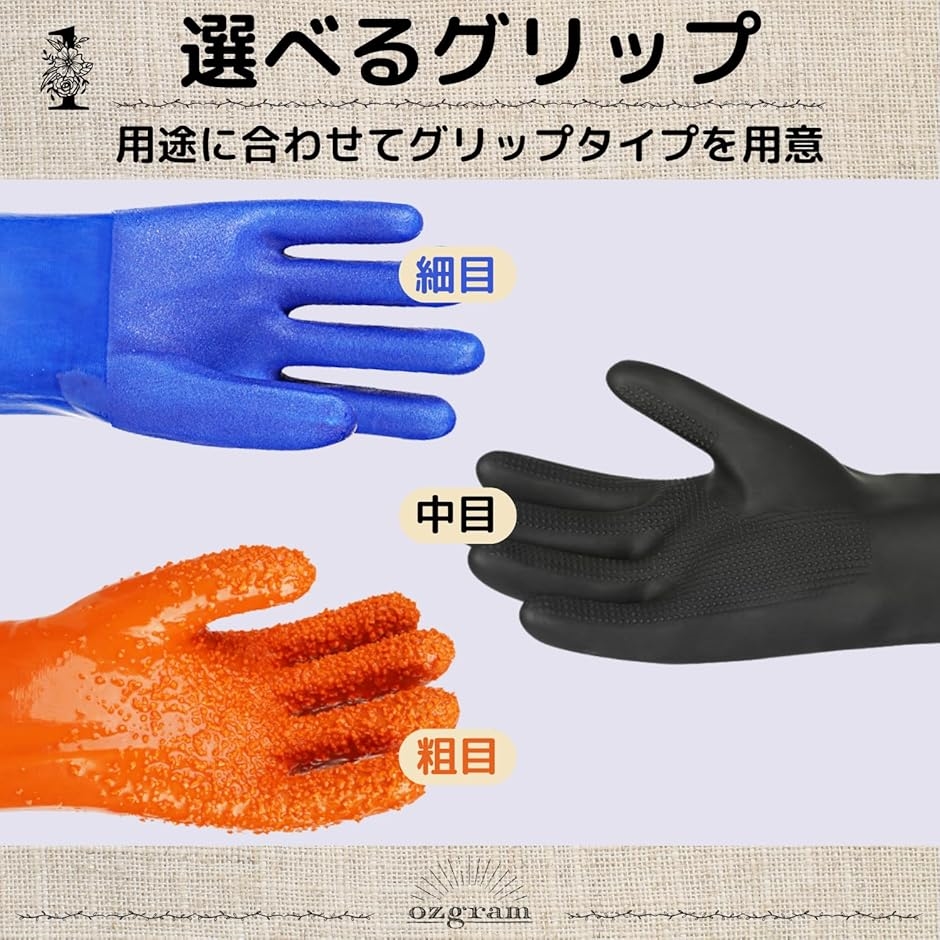 ゴム手袋 ロング 厚手 60cm 作業用手袋 ゴムグローブ 滑り止め 耐酸 耐アルカリ 耐油 漁業 水作業 洗車 園芸 洗濯(ブラック ...