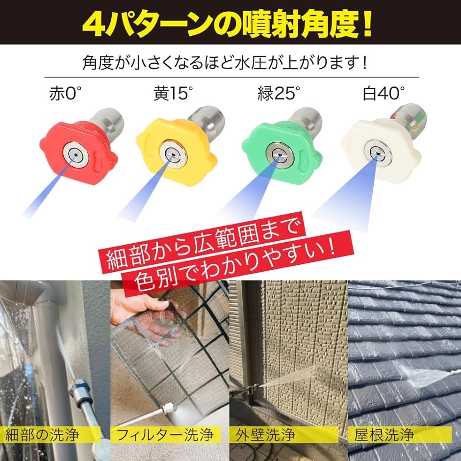 高圧洗浄機用 ガン 可変 ノズル 1/4カプラー スプレーノズル 角度調整