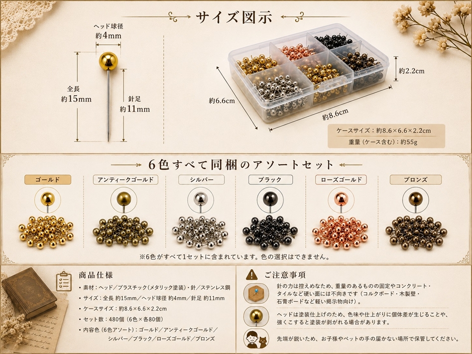 Yahoo!ランキング1位入賞】画鋲 押しピン かわいい アンティーク