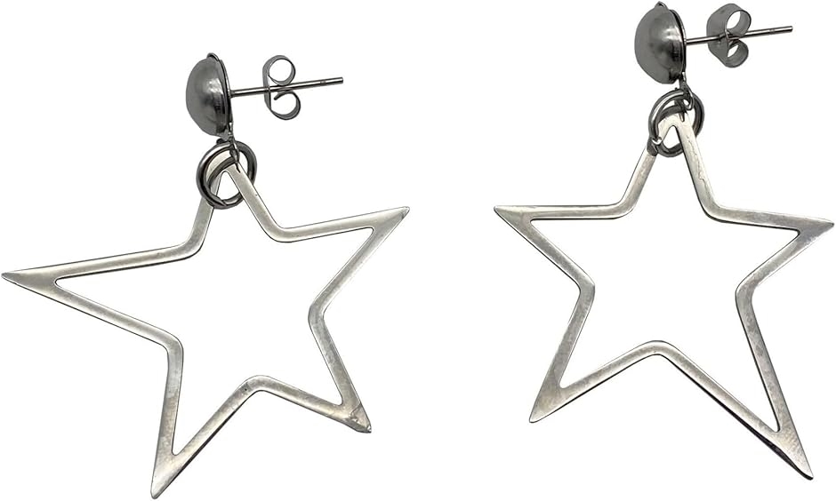 Yahoo! Yahoo!ショッピング(ヤフー ショッピング)ピアス 星 スター 大きめ 両耳用2つ入り スタッドピアス 揺れる 存在感あり ステンレス 金属アレルギー対応 人気 MDM（steel）