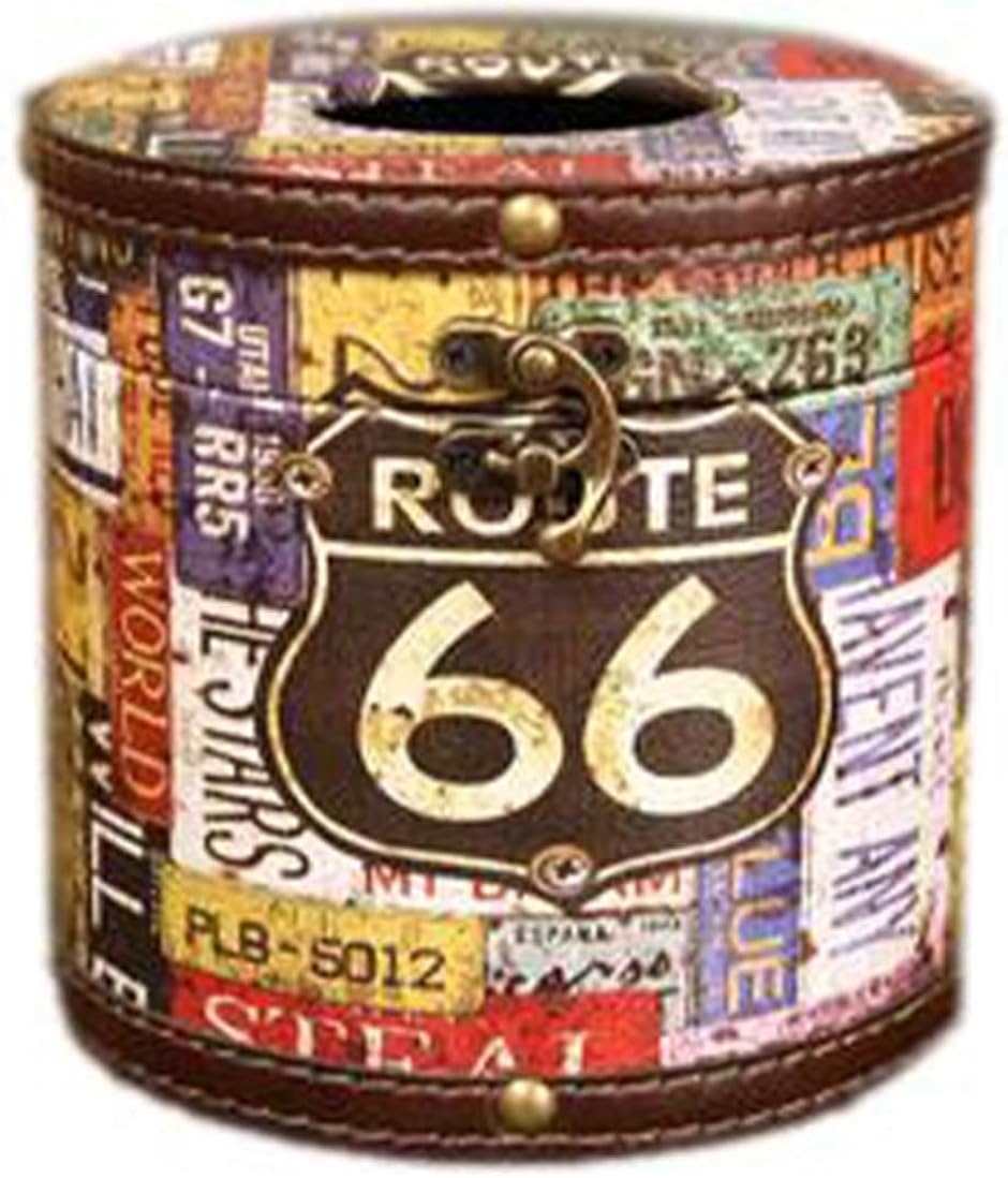 ロールペーパーホルダー 卓上 おしゃれ トイレットペーパー ケース ティッシュ ボックス(ROUTE66,  14x14x14cm)