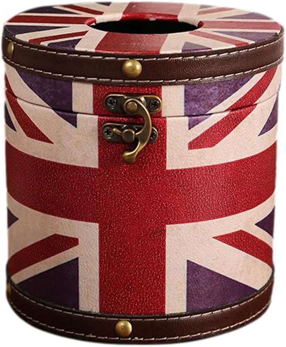 ロールペーパーホルダー 卓上 おしゃれ トイレットペーパー ケース ティッシュ ボックス 収納(イギリス国旗,  14x14x14cm)