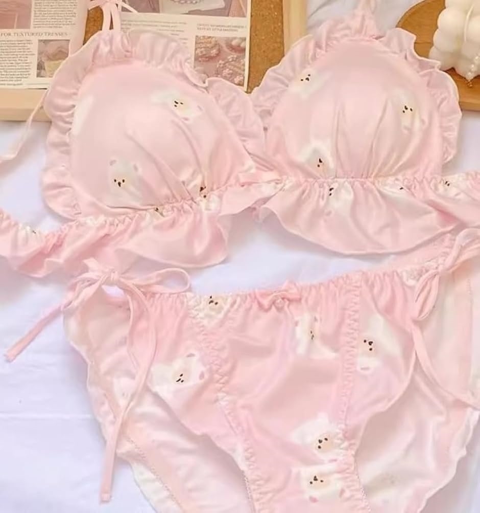 大きいサイズ ゆめかわ フリフリ ノンワイヤー ブラ ショーツ セット