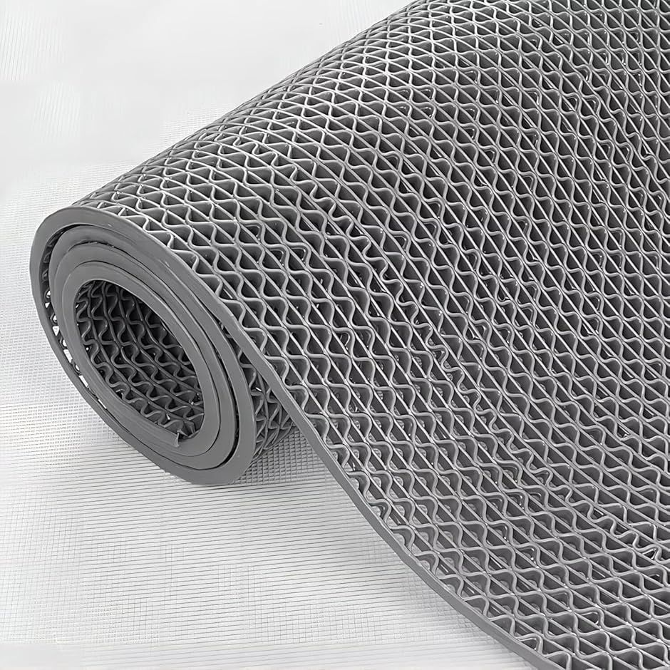 業務用滑り止めマット PVC ゴムマット 歩行滑り止めマット 厚さ4.5mm 透水マット 穴あき 屋外 MDM(グレー,  1.2x15m)