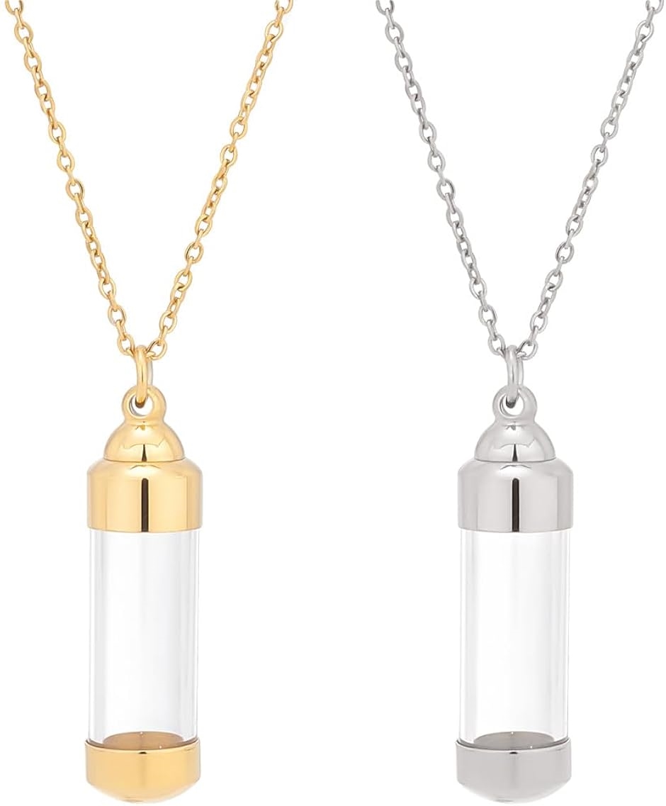 Yahoo! Yahoo!ショッピング(ヤフー ショッピング)2色 香水瓶 ネックレス アクリル製 円柱型 手元供養ネックレス 思い出 髪の毛入れ 記念日 お盆 開閉可能 男女兼用（ミックスカラー）
