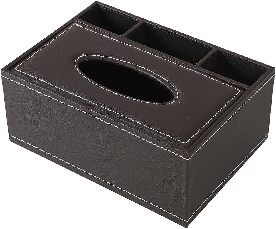AllBright ティッシュケース リモコンスタンド ホルダー テーブル 収納(ブラウン,  24.5L x 13W x 10H)