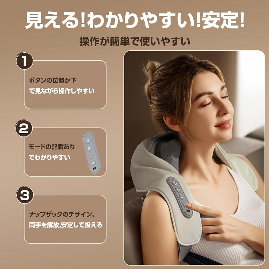ネックケア 首・肩・腰・背中・太もも 温熱機能 コードレス USB充電式 男女可 ネックケア 首・肩・腰・背中・太もも 温熱機能 コードレス USB充電式