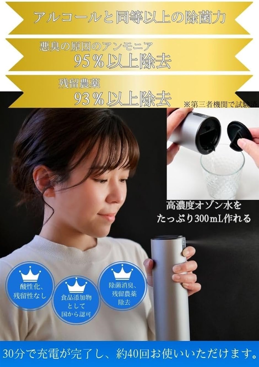 オゾン水スプレー ozo3 除菌 消臭 農薬除去 MDM : REAPRI - 通販