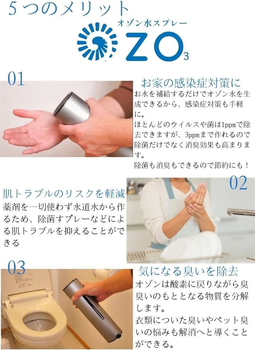 オゾン水スプレー ozo3 除菌 消臭 農薬除去 MDM : REAPRI - 通販