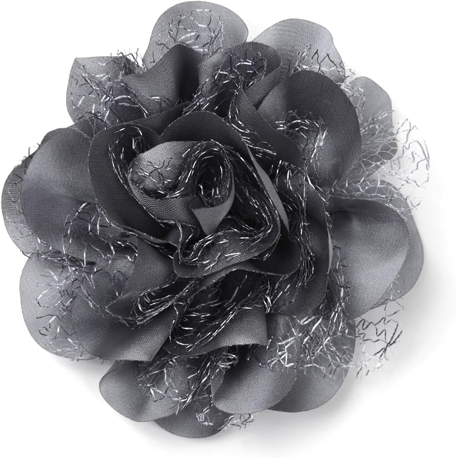 ティグロス コサージュ 花 フラワー 飾り 大きめ ブローチ 卒業式 入学式 セレモニー フォーマル ジャケット スーツ ピン(グレー)