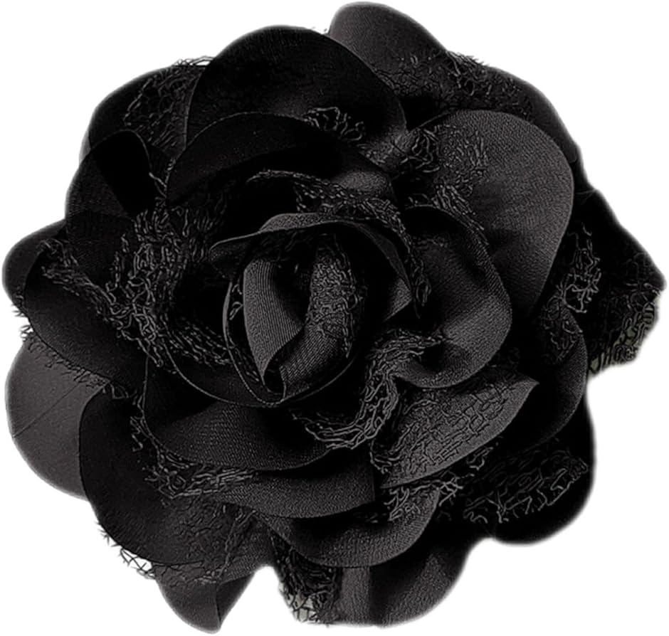 ティグロス コサージュ 花 フラワー 飾り 大きめ ブローチ 卒業式 入学式 セレモニー フォーマル ジャケット スーツ(ブラック)