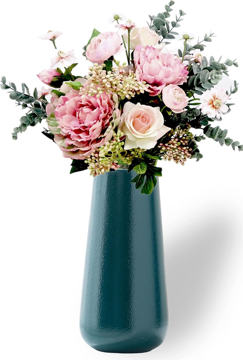 花瓶 陶器 高さ20cm おしゃれ フラワーベース(濃い緑, Basic) : REAPRI