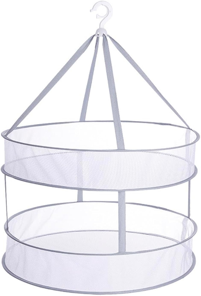 平干しネット 物干しネット 2段 洗濯ハンガー 折畳み セーター ニット 平ほし 平置き型 折りたたみ (グレー,  直径55cm)