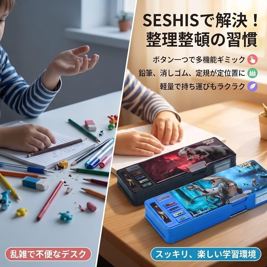 恐竜 筆箱 多機能 ペンケース 鉛筆削り 文房...の詳細画像3