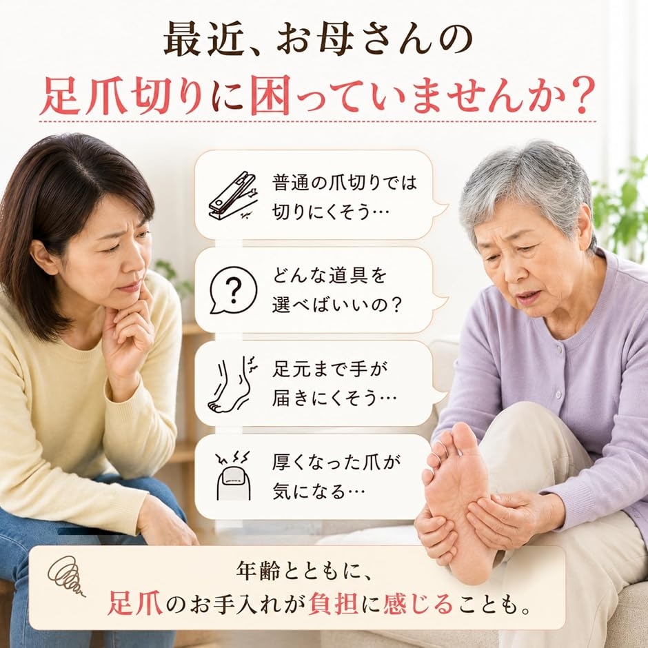 足用爪切り巻き爪・厚い爪対応ネイルケアセット 5点 ニッパー 高齢者