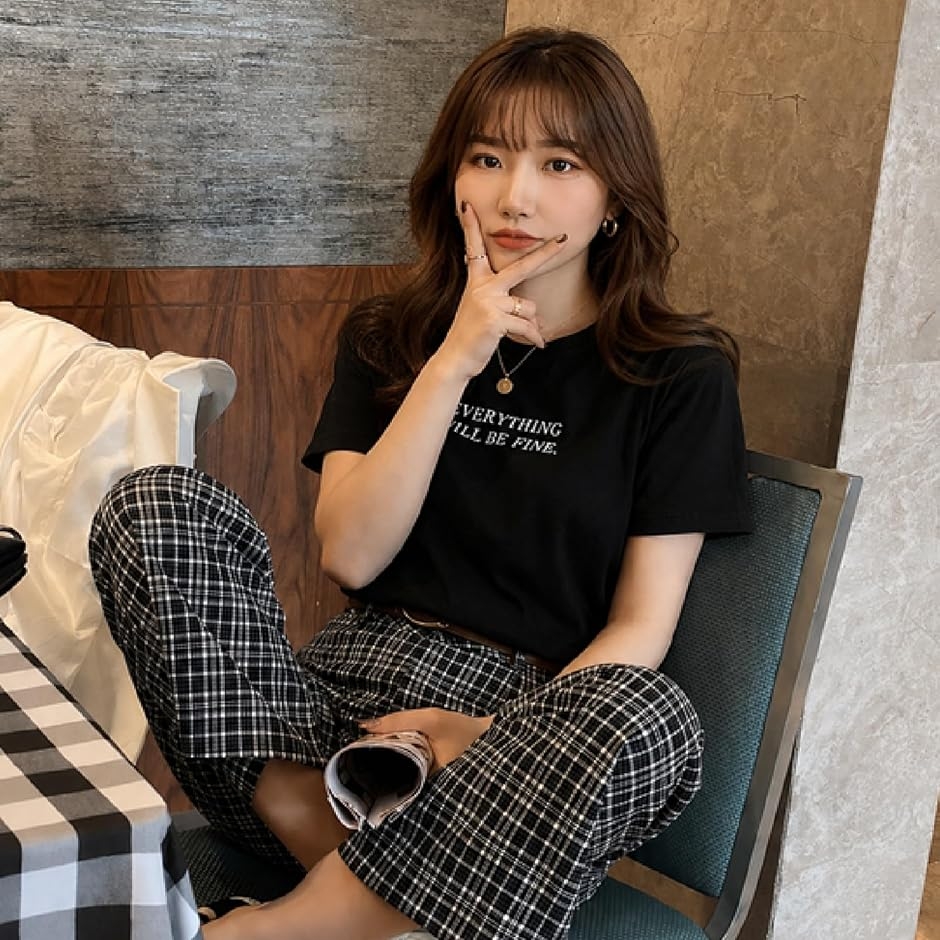 レディース Tシャツ トップス 半袖 クルーネック 英字 プリント ビッグ 