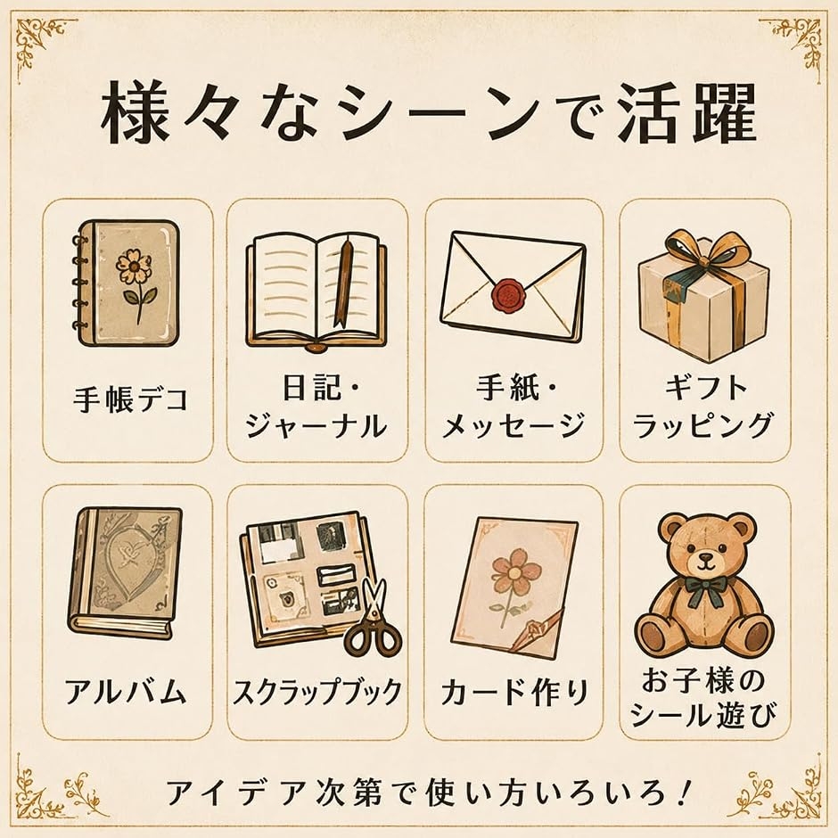 コラージュ シール 素材紙 200枚 セット フレークシール デザイン