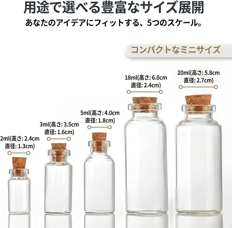 小瓶 コルク瓶 20本セット ミニボトル ガラス瓶 コルク栓付き 小物入れ