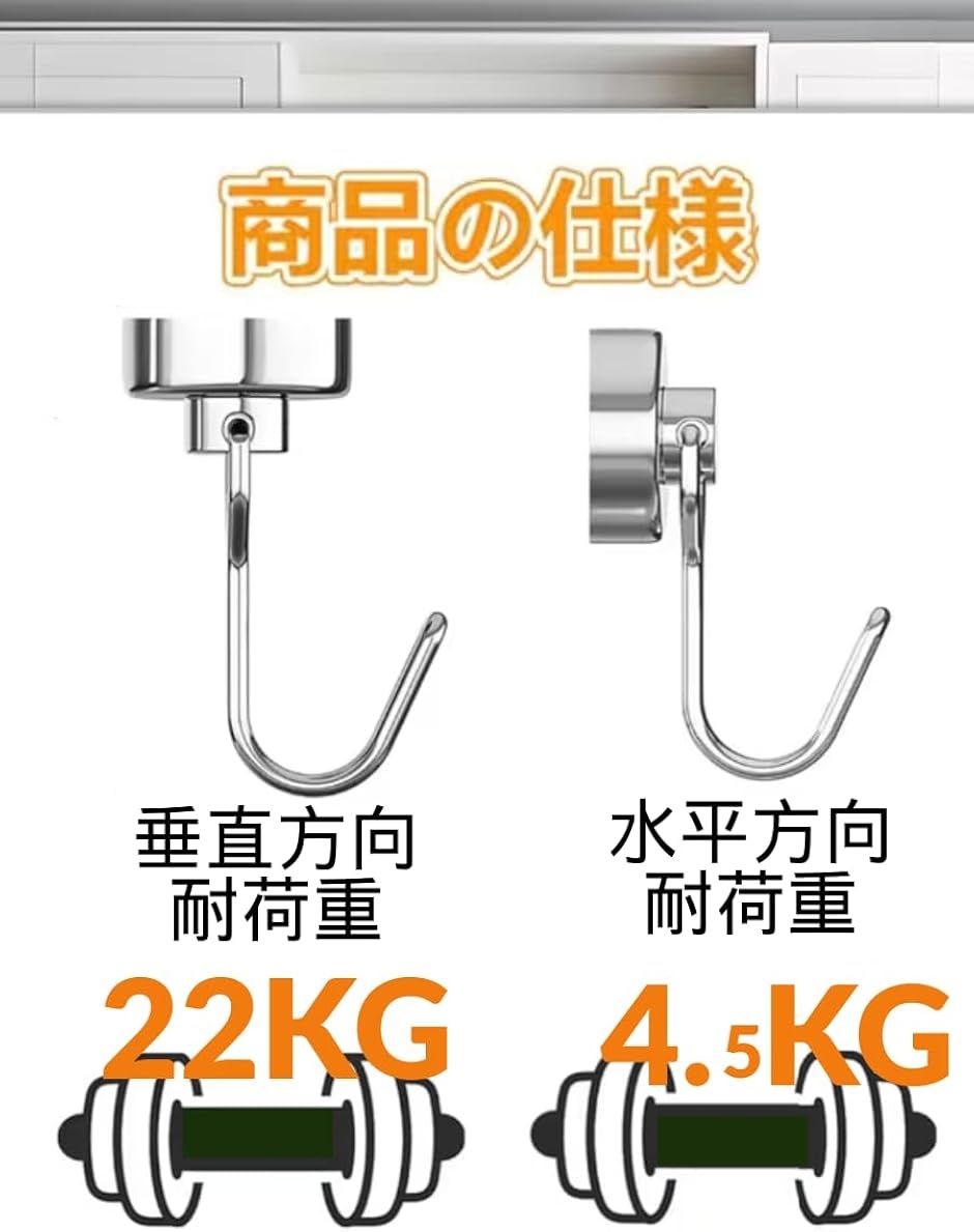 強力マグネットフック 32mm 3個入 まとめ売り 耐荷重22kg 防錆 新品 超強力マグネットフック 32mm 3個セット 保護パッド3枚付 防錆
