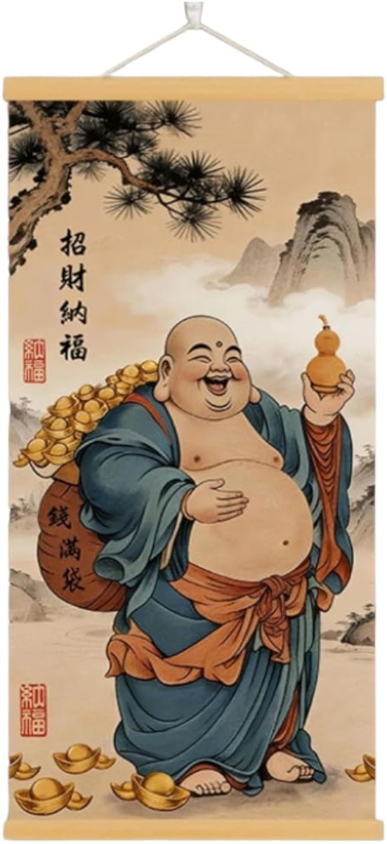 掛軸 床の間 掛け軸 布袋様 弥勒菩薩 七福神 風水 縁起 高級 ?の布