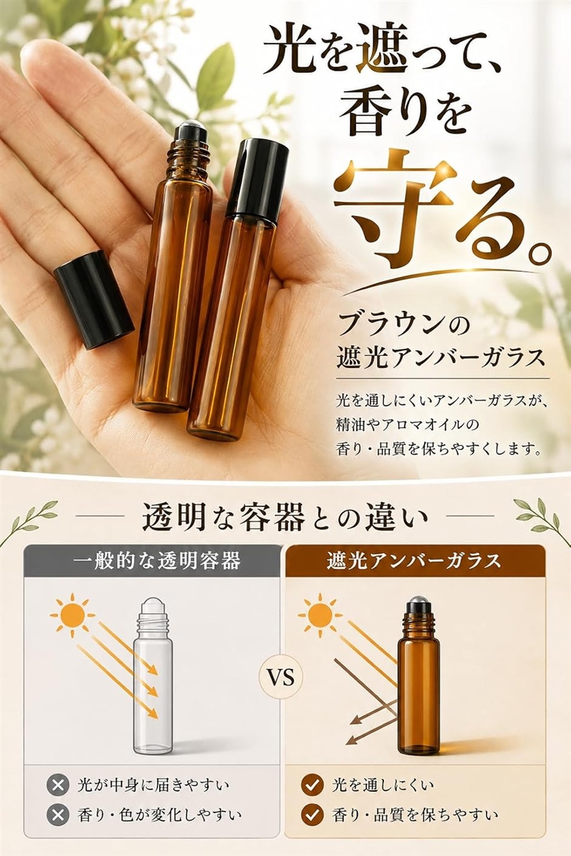 ロールオンボトル 遮光瓶 アトマイザー アロマ 精油 香水 詰め替え容器