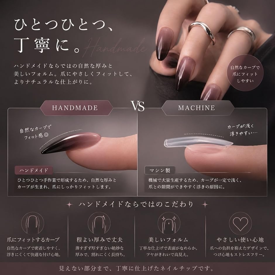 ネイルチップ つけ爪 ミディアムロング ハンドメイド 手作り nail tips