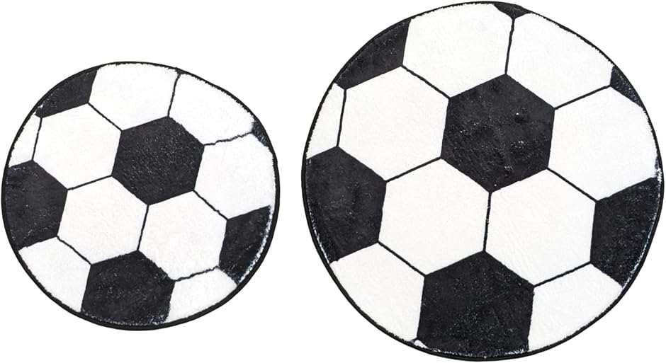 丸型マット サッカー柄 滑り止め (黒白,  大小)