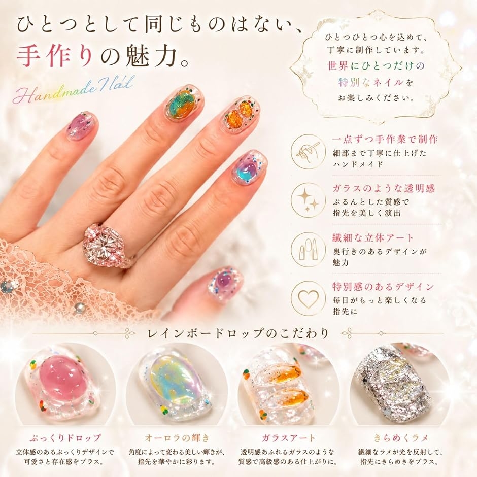 ネイルチップ ベリーショート 短め つけ爪 ハ...の詳細画像2