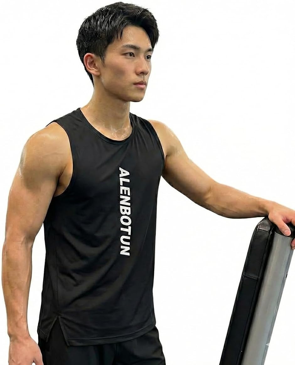 ロゴ入り タンクトップ メンズ トレーニング ノースリーブ 吸汗速乾