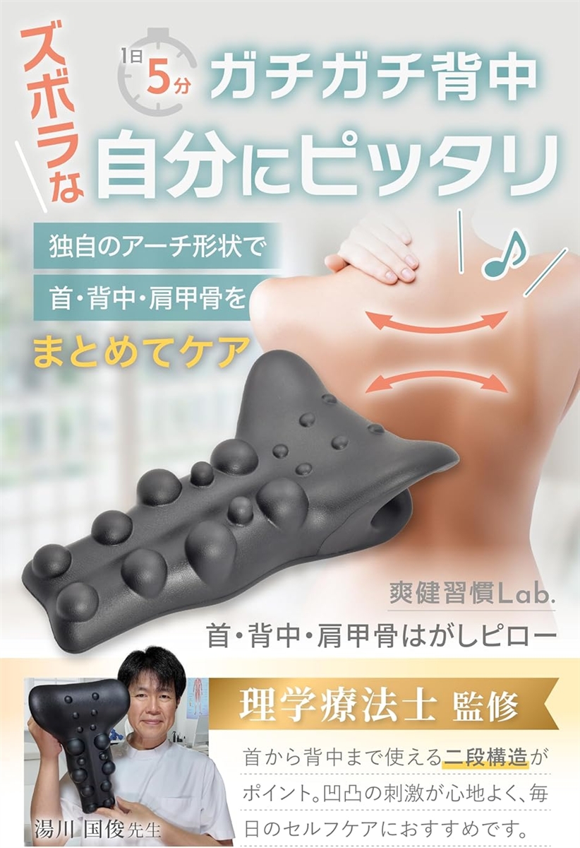 首 背中 肩甲骨はがしピロー 1日5分寝るだけW効果 現役理学療法士監修