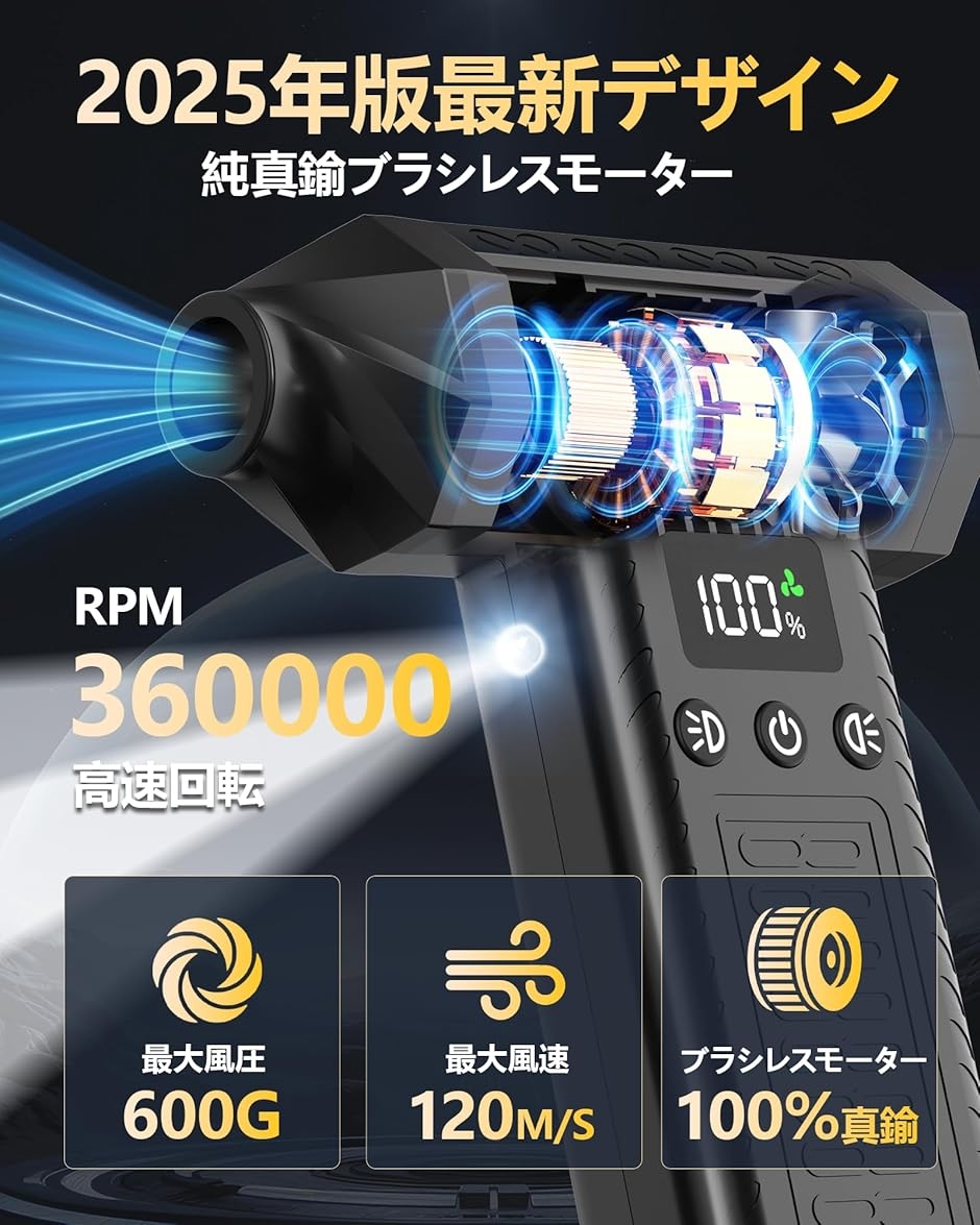 洗車 ブロワー 300000rpm電動エアダスター 最大風力120m/s 小型ミニ