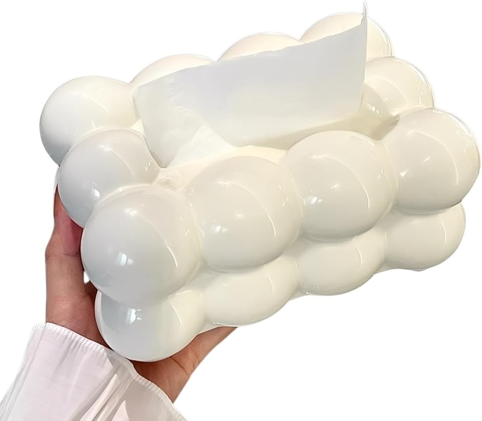 ティッシュケース ボックス マシュマロ 収納 ギフト インテリア (ホワイト, 20x14x9cm ...