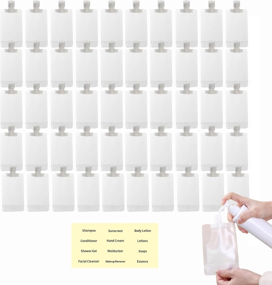 詰め替えボトル パウチ容器 トラベルボトル シャンプーボトル 旅行用 (半透明,  100ml)