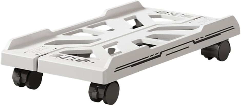 PCスタンド キャスター付き 伸縮調節可能 デスクトップ PCワゴン 台車 掃除が楽 (ホワイト)