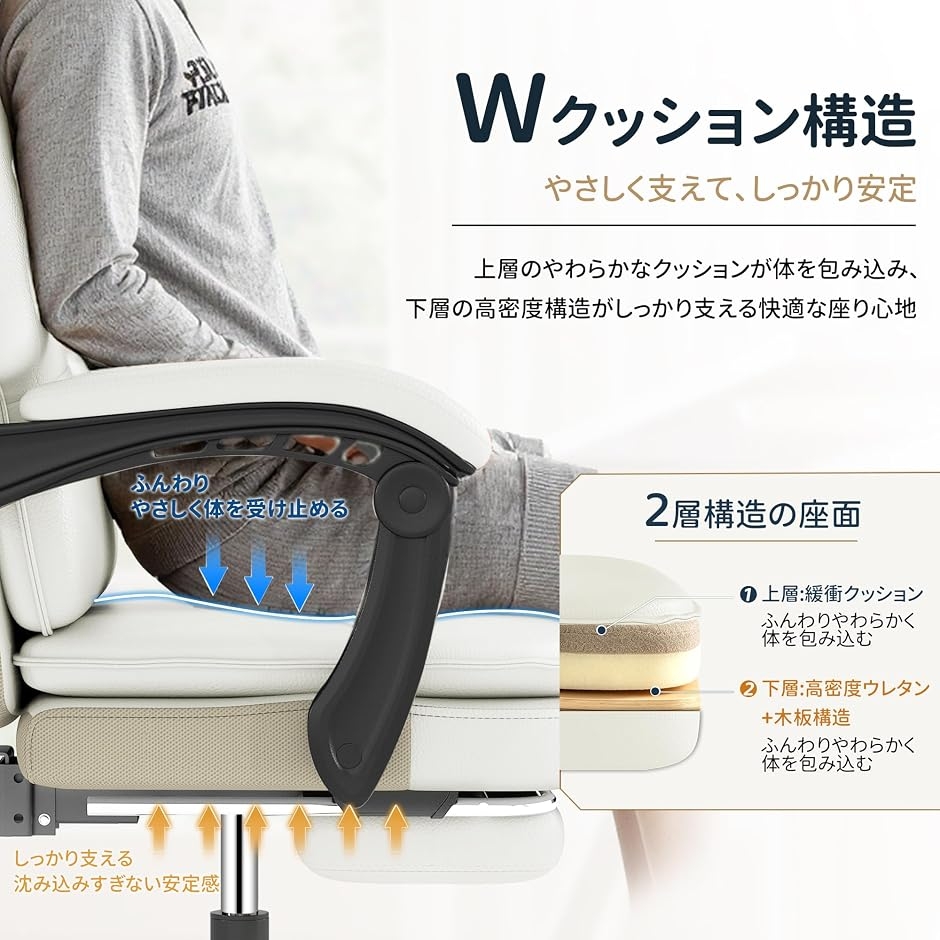 オフィスチェア デスクチェア オットマン付き 人間工学 リクライニング